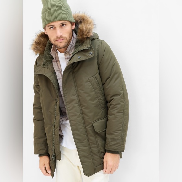 GAP Other - Gap Men’s Olive Green Winter Parka Cold Control Max Snorkel Coat Size Large